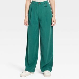 Women's High-Rise Relaxed Fit Full Length Baggy Wide Leg Trousers - A New D